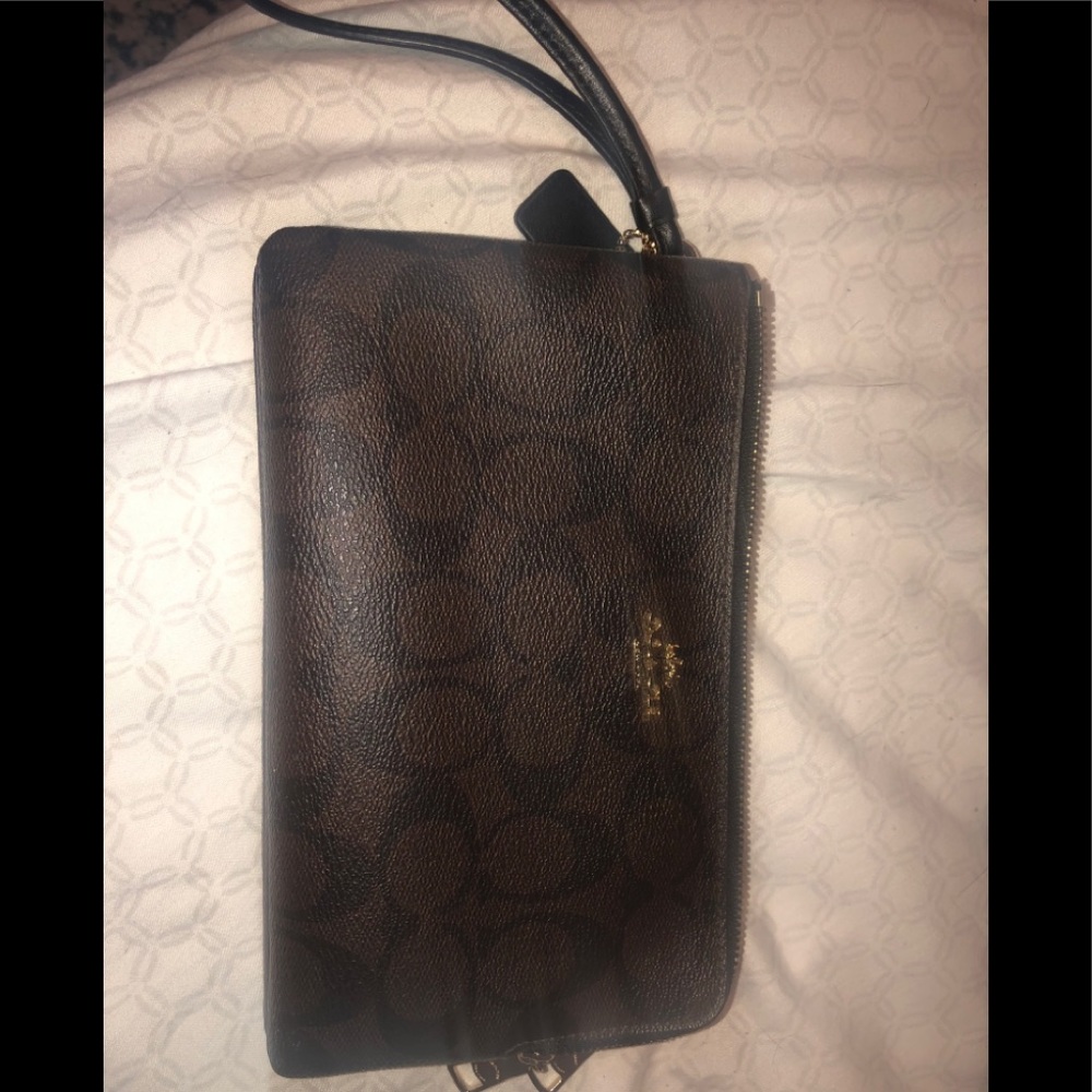 Coach wristlet double zip